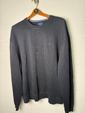 Faconnable Black Long Sleeve Crewneck Sweater 100% Cotton Sz XXL